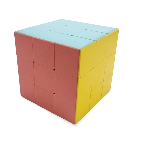 KLASSIC cube with distinct pastel blue, coral and yellow faces.